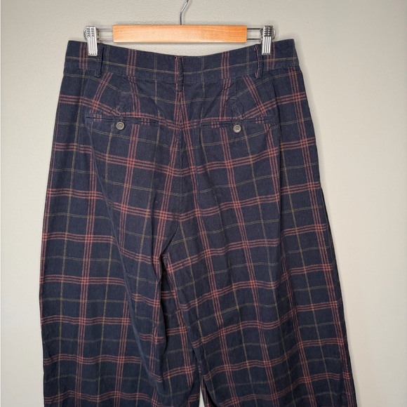 Madewell Corduroy Pleated Wide-Leg Pants in Windowpane - Blue Multi Plaid - Picture 7 of 11